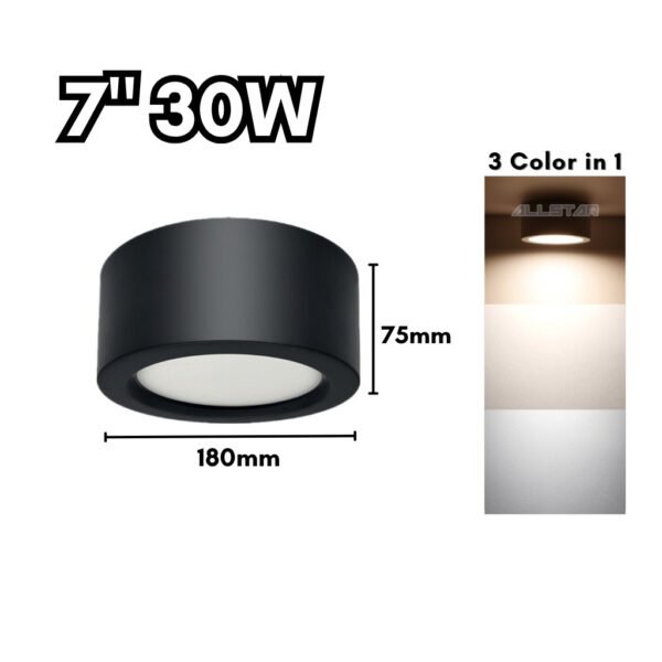 Surface Mount 20W/28W  6"/7" Black Frame Lampu LED Surface Downlight Lampu Siling Daylight Cool White