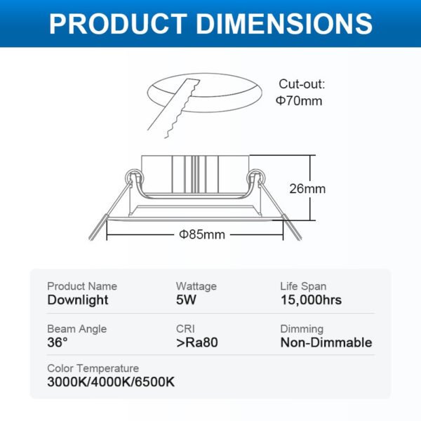 Megaman LED Spotlight 5W/7W Downlight Panel Slim Ceiling Energy Saving Home (3000K/4000K/6500K)