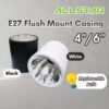 6 Inch 4 Inch E27 Flush Mount Surface Casing Downlight Ceiling Light with LED Rumah Black White