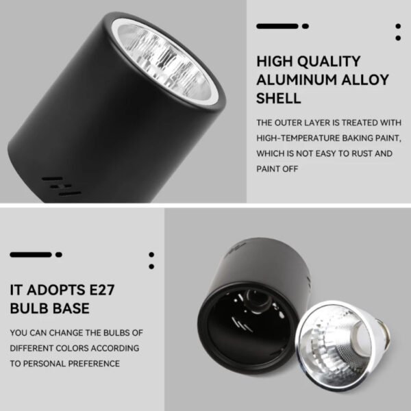 6 Inch 4 Inch E27 Flush Mount Surface Casing Downlight Ceiling Light with LED Rumah Black White