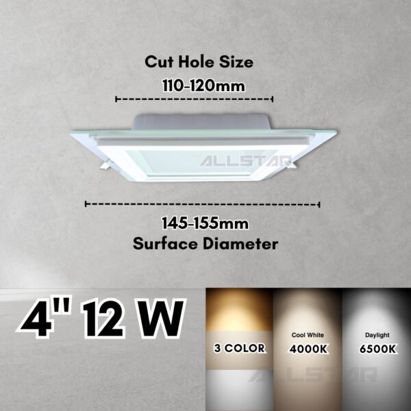 LED Downlight Glass Recessed Light 12W 18W Round Square LED Panel Light Recessed Light Lamp Ceiling LED