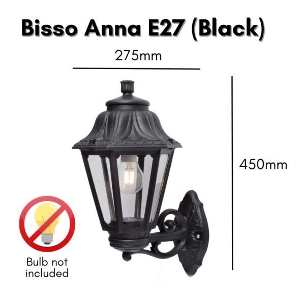 Fumagalli Bisso Anna E27 Outdoor Wall Lantern Black White Garden Pendant Light