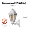 Fumagalli Bisso Anna E27 Outdoor Wall Lantern Black White Garden Pendant Light