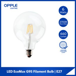 OPPLE LED EcoMax G95 Filament Bulb | E27 (2700K Warm White)