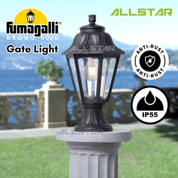 Fumagalli Gate Light Anna Pillar Top anti-Rust/Anti-Corrosion Hanging Outdoor Light Garden Light