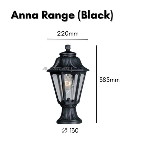 Fumagalli Gate Light Anna Pillar Top anti-Rust/Anti-Corrosion Hanging Outdoor Light Garden Light