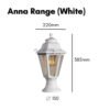 Fumagalli Gate Light Anna Pillar Top anti-Rust/Anti-Corrosion Hanging Outdoor Light Garden Light