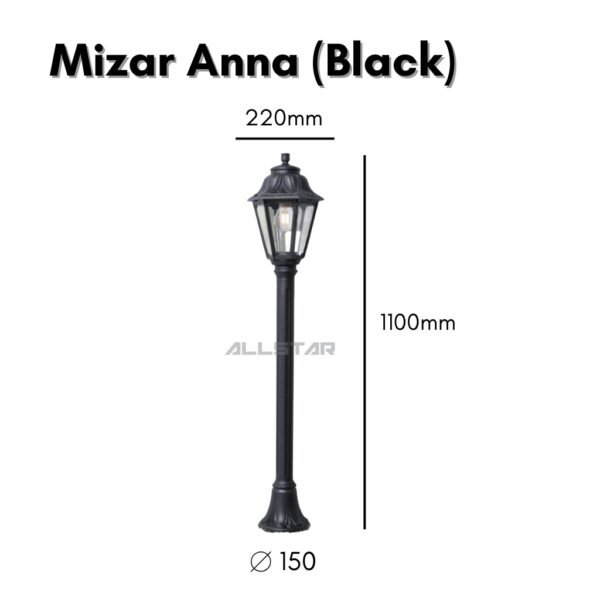Fumagalli Gate Light Anna Pillar Top anti-Rust/Anti-Corrosion Hanging Outdoor Light Garden Light