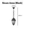 Fumagalli Gate Light Anna Pillar Top anti-Rust/Anti-Corrosion Hanging Outdoor Light Garden Light