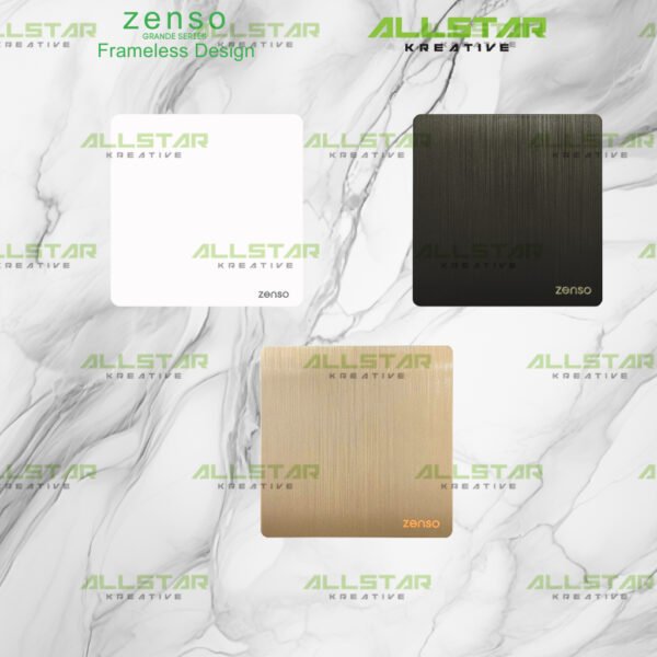 [SIRIM] Zenso Grande Socket and Wall Switch Slim Modern Switches Design 13A 15A 20A/45A Door Bell [White/Black/Gold]