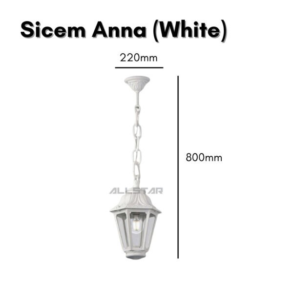 Fumagalli Gate Light Anna Pillar Top anti-Rust/Anti-Corrosion Hanging Outdoor Light Garden Light