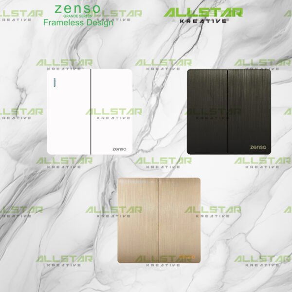 [SIRIM] Zenso Grande Socket and Wall Switch Slim Modern Switches Design 13A 15A 20A/45A Door Bell [White/Black/Gold]