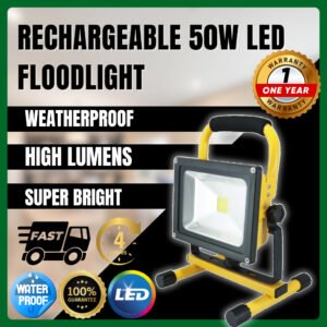 Rechargeable 50W LED Floodlight – Super Bright High Lumen, Waterproof, Portable for Outdoor/Construction/Emergency Light