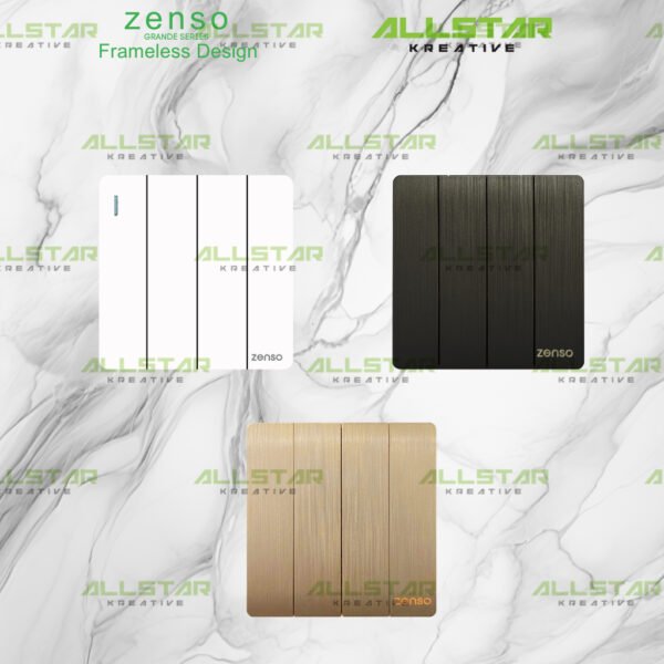 [SIRIM] Zenso Grande Socket and Wall Switch Slim Modern Switches Design 13A 15A 20A/45A Door Bell [White/Black/Gold]