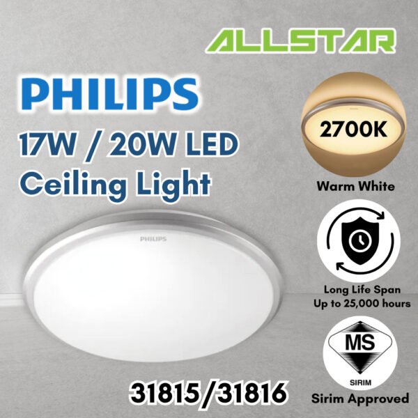 Philips  31815/31816 LED Ceiling Light 2700K Warm White lampu ceiling