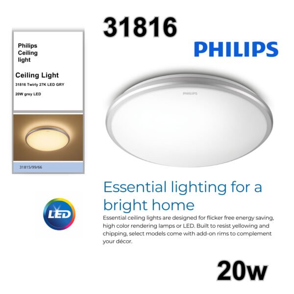 Philips  31815/31816 LED Ceiling Light 2700K Warm White lampu ceiling