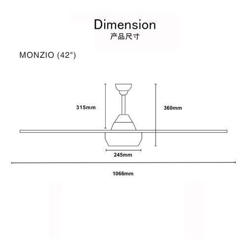 DEKA+ MONZIO 42" 56'' 3 Blades 24 Speed with RemoteControl DC Ceiling Fan Magnesium/White/ Walnut/ Pinewood Kipas Siling