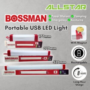 BOSSMAN LED RECHARGEABLE EMERGENCY LIGHTING WITH USB CABLE