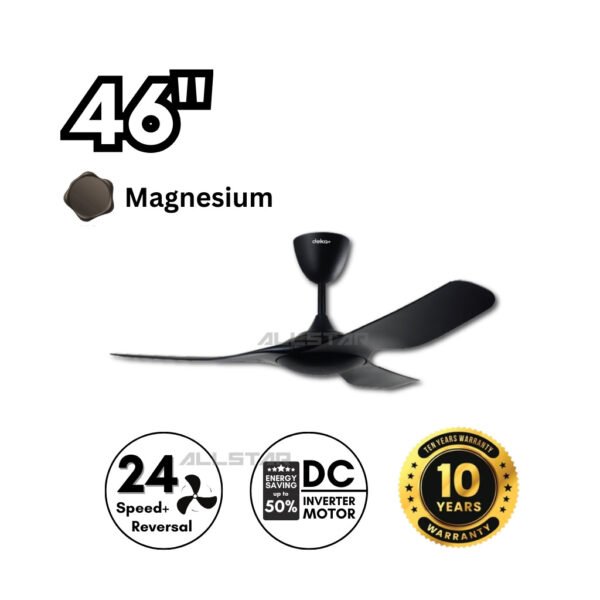 69f82c52efd26_1777871955.jpg DEKA+ MAZON 46'' 3 Blades 24 Speeds + Reverse with Remote Control DC Motor Black / Walnut / Pinewood Ceiling Fan