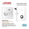 JOVEN SE1e SE3e Instant Water Heater shower No Pump / Pemanas mandi / Shower Heater Home Shower