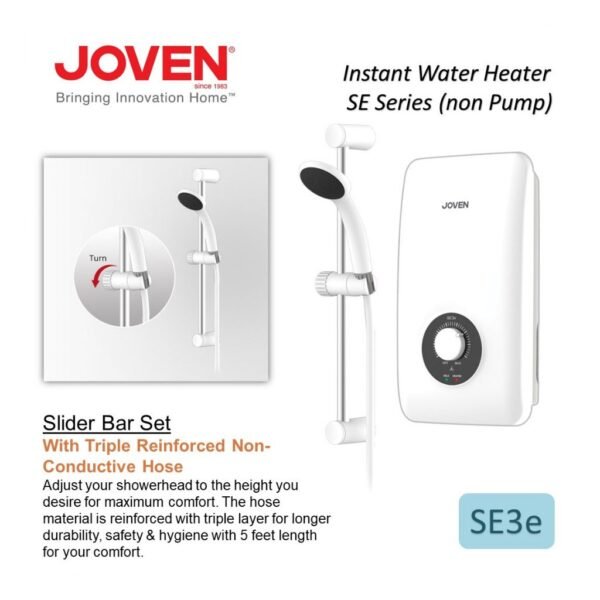 JOVEN SE1e SE3e Instant Water Heater shower No Pump / Pemanas mandi / Shower Heater Home Shower