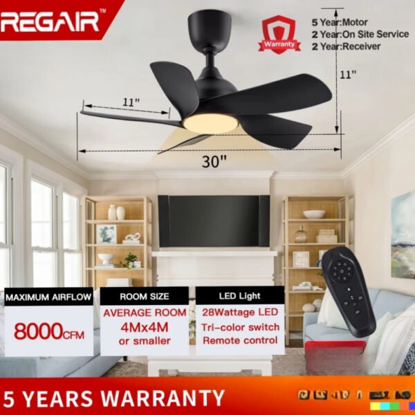 REGAIR ROZY 30" DC Motor Ceiling Fan with 5 Blades (16 Speed) 8F+8R/ Remote Control