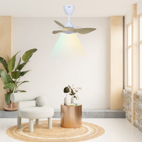 DEKA+ CROX 28'' 3 Blades 14 Speeds +TURBO with Remote Control DC Motor 3 Colour LED Ceiling Fan Walnut / Pine WoodKipas