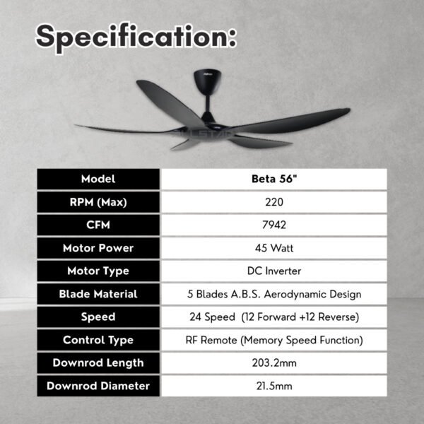 69f82c566393a_1777871958.jpg DEKA+ BETA 56'' 5 Blades 14 Speeds + TURBO with Remote Control DC Ceiling Fan Walnut Pinewood Kipas Siling