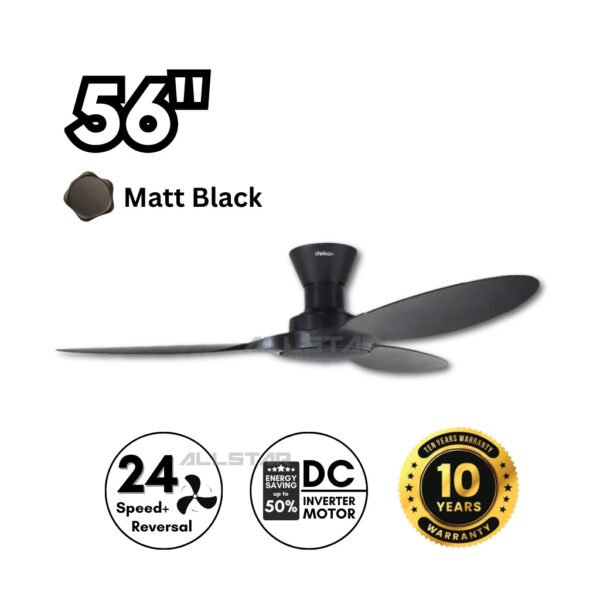 DEKA+ ARION 56'' 3 Blades 24 Speeds + Reverse with Remote Control DC Motor  Matt Black/Oak Kipas Siling