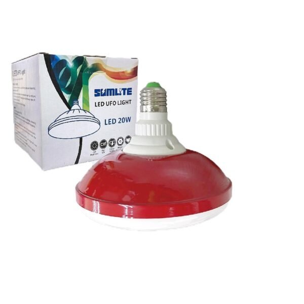 SUMLITE UFO LED LIGHT BULB E27 20W DAYLIGHT 6500K LAMPU UFO, SPECIAL DESIGN FOR LIGHT BULB, RED COLOR BODY FRAME