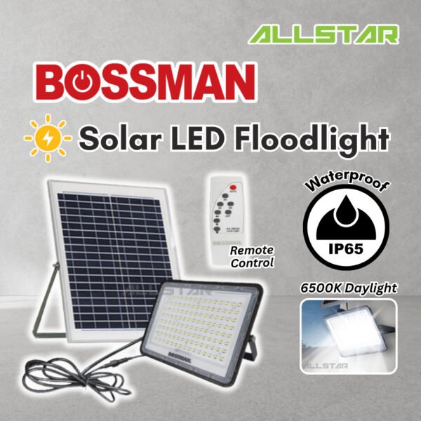 BOSSMAN Solar Led Flood Light Aluminum Waterproof Remote Control 6500K (100W,250W,300W,400W)