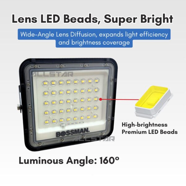 BOSSMAN Solar Led Flood Light Aluminum Waterproof Remote Control 6500K (100W,250W,300W,400W)