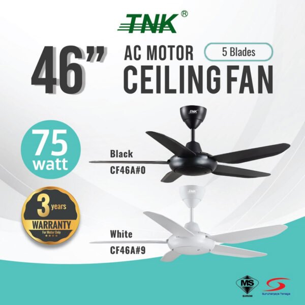 TNK 46" 56" Remote Control Super Save Electric Ceiling fan 5 Speed Remote Control Kipas 99% Strong Wind