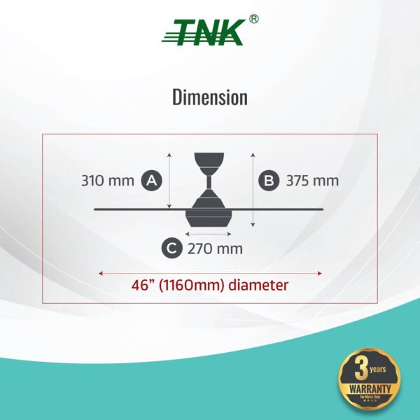 TNK 46" 56" Remote Control Super Save Electric Ceiling fan 5 Speed Remote Control Kipas 99% Strong Wind