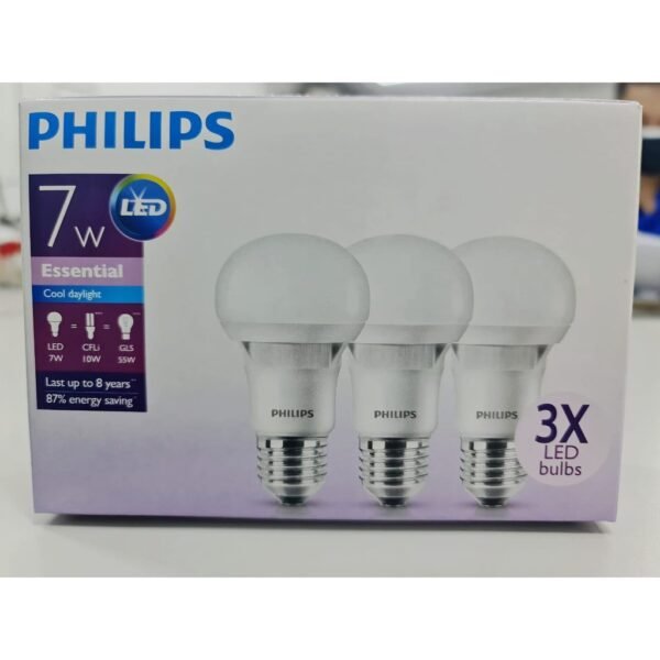 PHILIPS Mentol E27 (3Pcs Package) - [7W] Essential LED Bulb (6500K Daylight) (540LM)