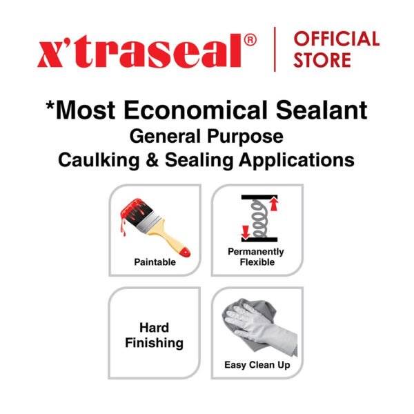 X'traseal (White) MC-807 Acrylic Latex Sealant - Gap Filler 450g