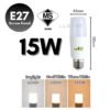 【SIRIM】LED Stick Bulb 10W 15W 5W E27 PLC 3000K Warm Light 6500K Daylight Bulb Mentol Lampu Energy Saving