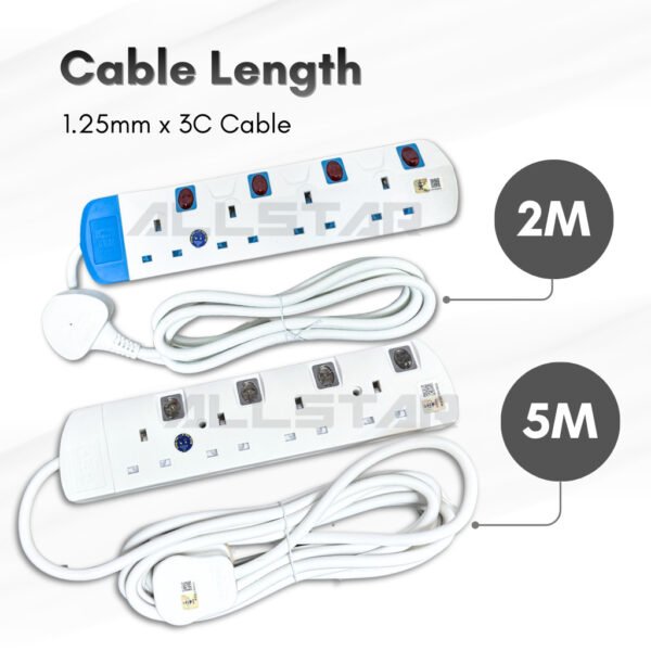 【SIRIM】Trailing Socket 3/4/5 Way 2/5 Meter Premium Extension Socket Heavy Duty Wire Plug 1500W Load
