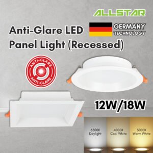 Anti-Glare LED Recessed Downlight Plastic 12W 18W Lampu Siling Rumah Round Room Ceiling Lighting