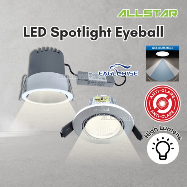 Recessed Anti Glare LED Spotlight Eye Ball 7W 11W Downlight 3 Color 4000K 3000K