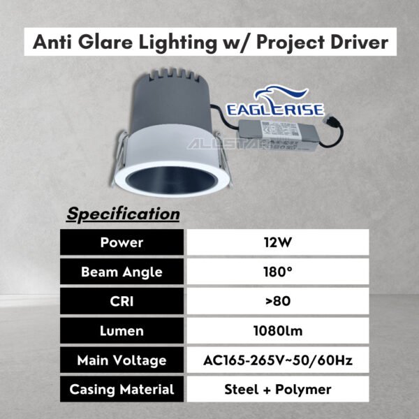 Recessed Anti Glare LED Spotlight Eye Ball 7W 11W Downlight 3 Color 4000K 3000K