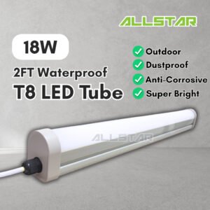 T8 LED Tri-Proof 2FT Lamp 18W Very Super Bright Daylight 6500K Weather-proof Dustproof Insect Proof
