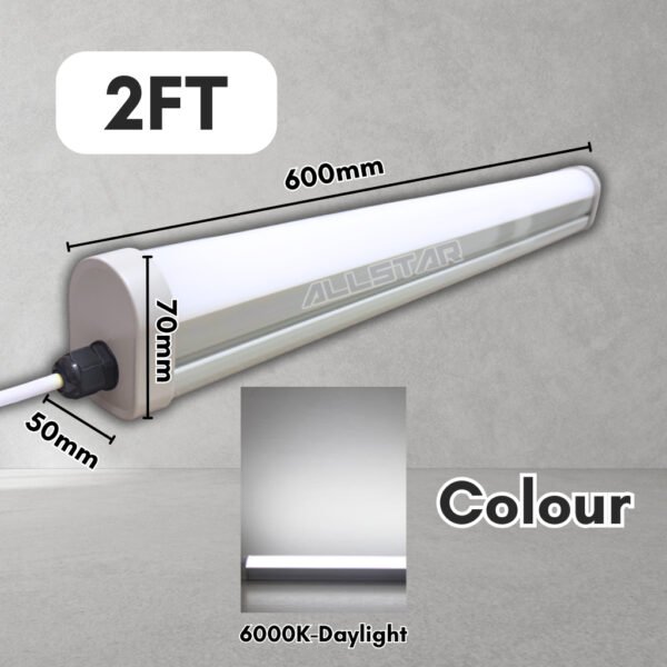 69f82c6a4fb5a_1777871978.jpg T8 LED Tri-Proof 2FT Lamp 18W Very Super Bright Daylight 6500K Weather-proof Dustproof Insect Proof