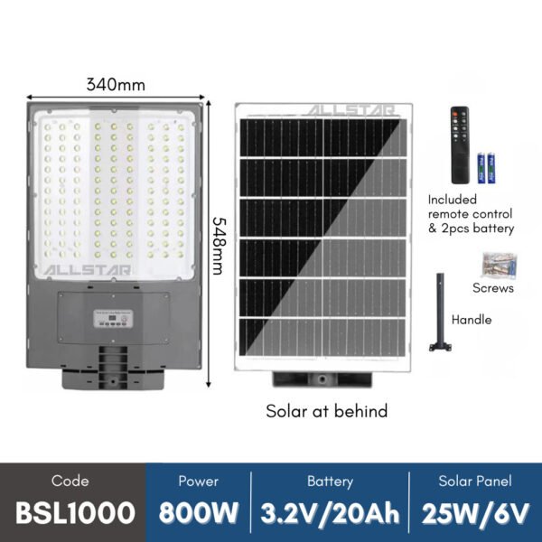 Bossman LED Solar Street Lantern 800W 1000W Waterproof 6500K Outdoor Light Street Light
