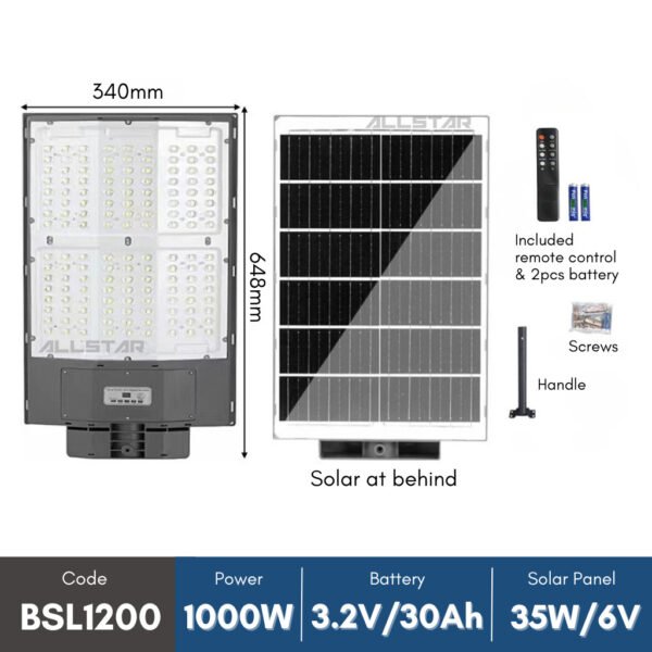 Bossman LED Solar Street Lantern 800W 1000W Waterproof 6500K Outdoor Light Street Light
