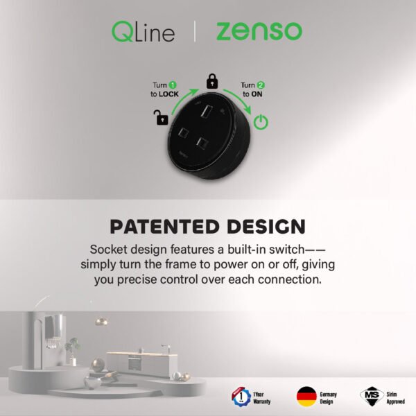69f82c72169c2_1777871986.jpg ZENSO Qline Power Track 400mm 600mm 1000mm 13A Flat Universal 20W Fast Charging Type A+C Adaptor Round Track