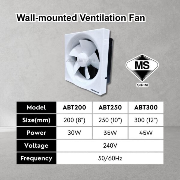 69f82c7256b96_1777871986.jpg Bossman Exhaust Ventilation Fan Wall Ceiling Mounted Bedroom Living Room Toilet Kitchen Ventilator Air Fan