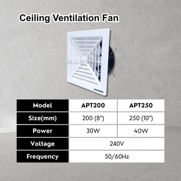 69f82c72a4b09_1777871986.jpg Bossman Exhaust Ventilation Fan Wall Ceiling Mounted Bedroom Living Room Toilet Kitchen Ventilator Air Fan