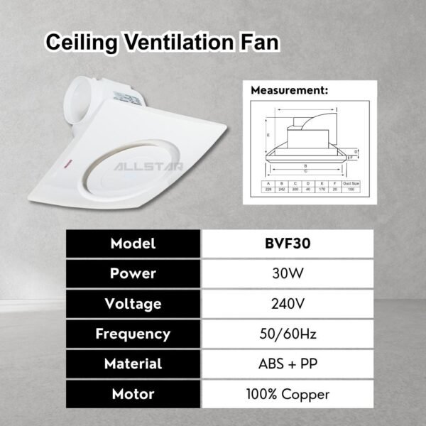69f82c73002ea_1777871987.jpg Bossman Exhaust Ventilation Fan Wall Ceiling Mounted Bedroom Living Room Toilet Kitchen Ventilator Air Fan