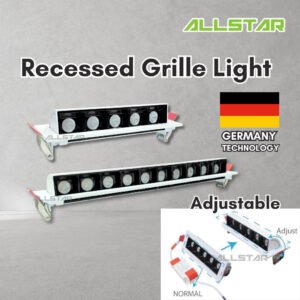 Recessed Grille Light Adjustable Ceiling Spotlight 10W 20W 3000K 4000K